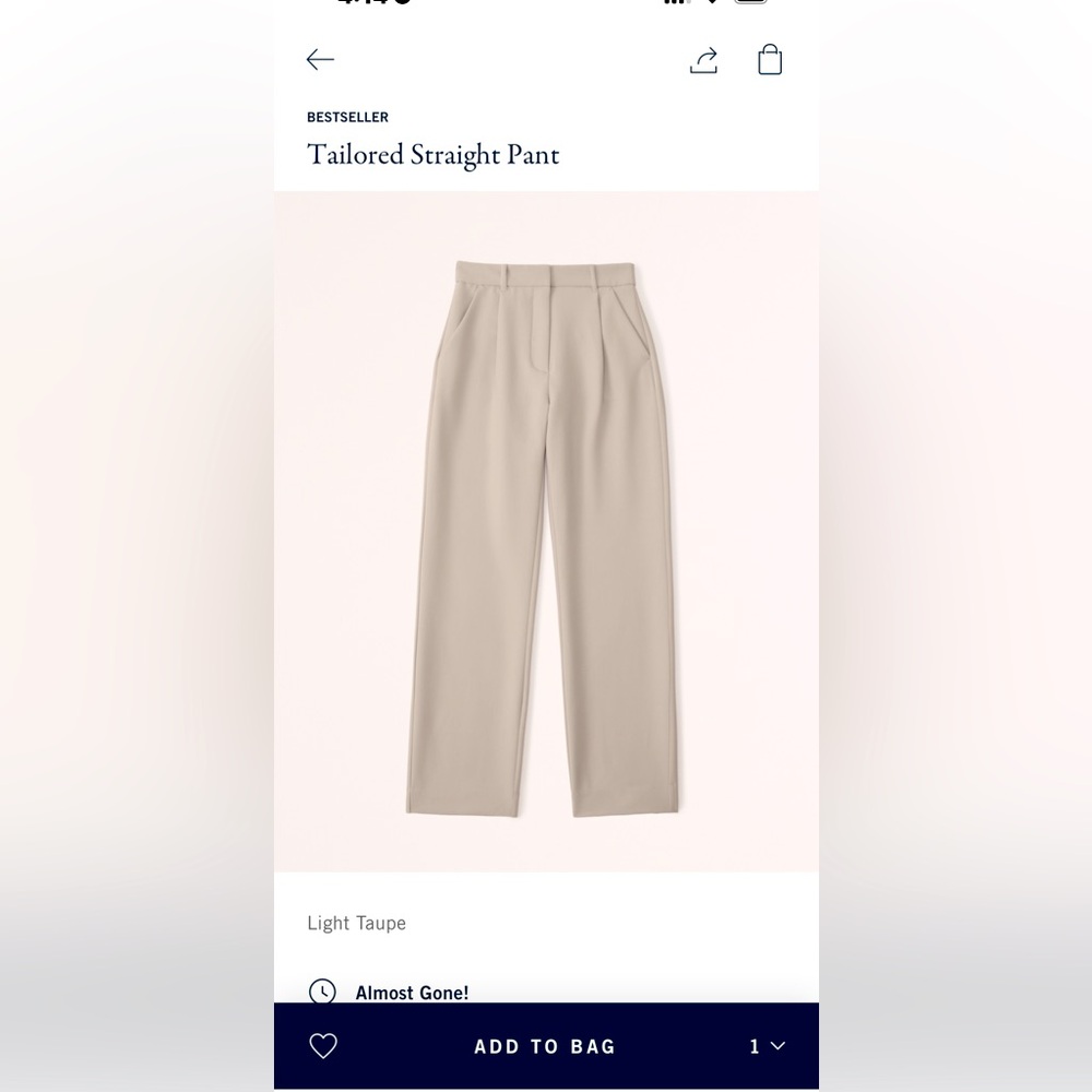 NWOT Abercrombie tailored straight leg pant
